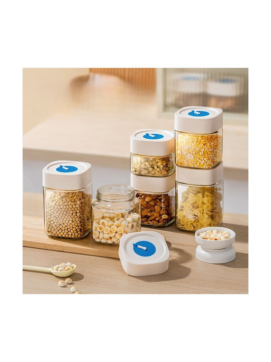 Alista Home Vază Pentru Cereale / Paste / Cafea Cu Capac Ermetic Din Sticlă Albă 750ml