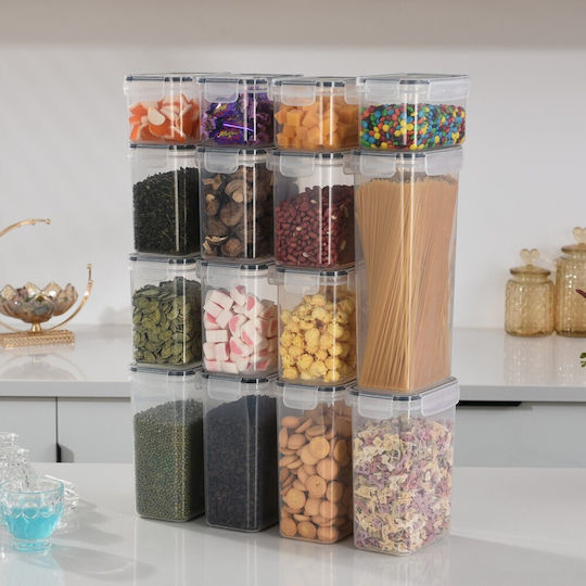 Alista Home Set of 15 Cereals Jars with Plastic Transparent Lid 2500ml Pieces