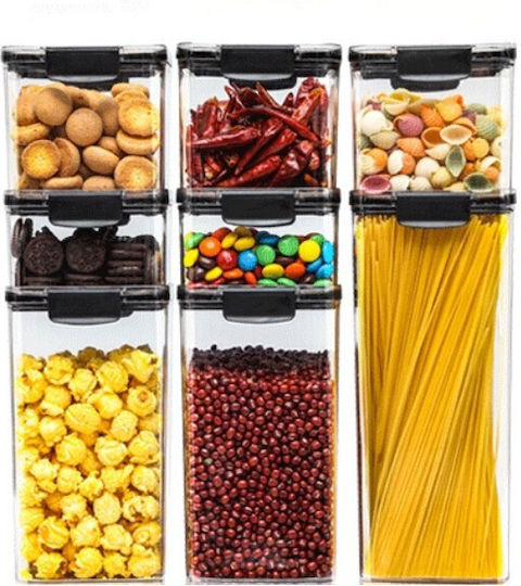 Alista Home Σετ 8τμχ Βάζα Δημητριακών με Καπάκι Πλαστικό Διάφανο 460ml 8τμχ