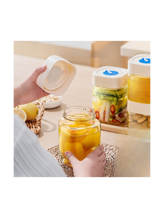 Alista Home Vază Pentru Cereale / Paste / Cafea Cu Capac Sticlă Albă 500ml 1 Bucată