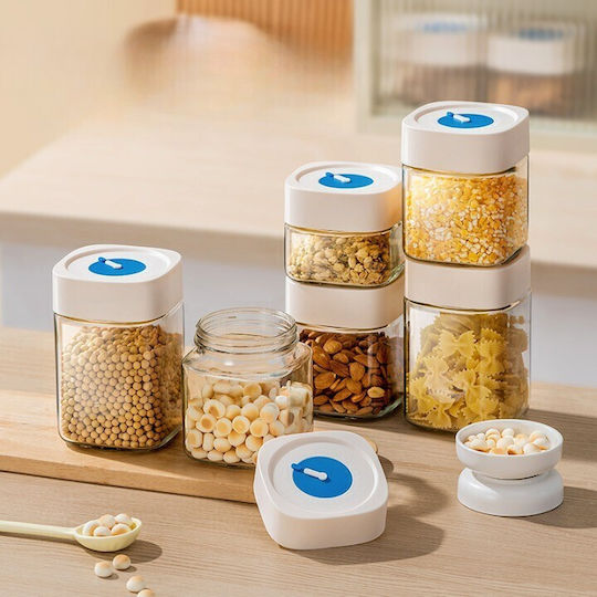 Alista Home Glass Cereal Pasta Coffee Jar with Lid White 500ml