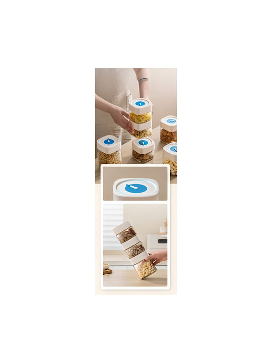 Alista Home Vază Pentru Cereale / Paste / Cafea Cu Capac Sticlă Albă 500ml 1 Bucată