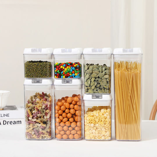 Alista Home Set 7 Stück Lebensmittelgläser & Behälter mit Kunststoffverschluss Weiß 500ml