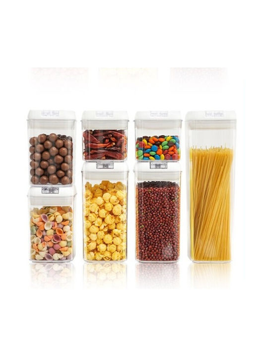 Alista Home Set 7 Bucăți Vaze Cereale / Pentru Paste Cu Capac Plastic Alb 500ml 7 Bucăți
