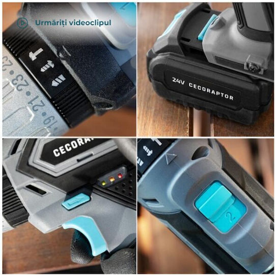 Cecotec CecoRaptor Perfect ImpactDrill 2024 Advance Mașină De Găurit Cu Baterie 24V 1x2Ah