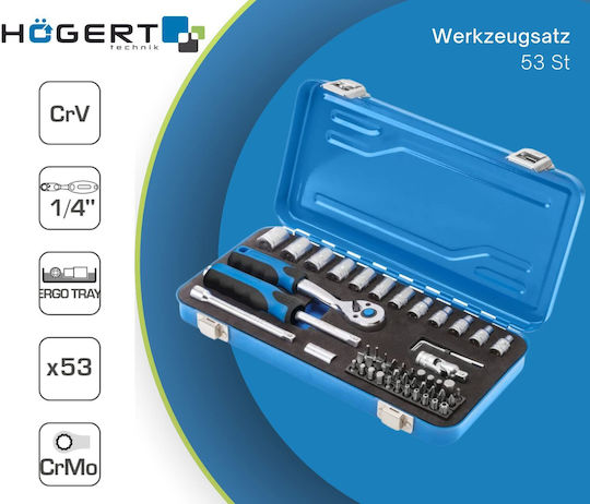 Högert Technik Καστάνια με Καρυδάκια 1\4" 53τμχ