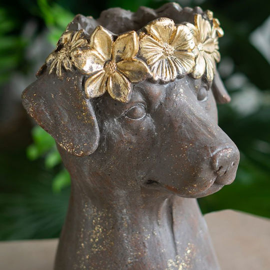 Artekko Animal Vază Pentru Plante Maro Cap De Câine Magneziu 23.5x23.5x33 Cm
