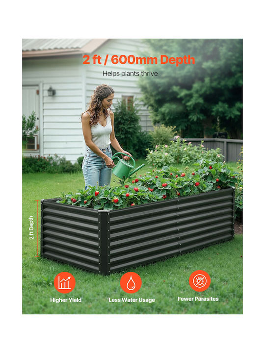 Vevor Blumenkasten Metallisch Dark Gray 180x90x60cm.