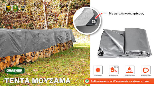 Grasher Waterproof Tarpaulin 120gr/m² 8x5m. Light Type Gray