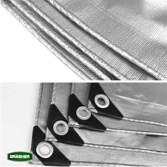 Grasher Waterproof Tarpaulin 120gr/m² 8x5m. Light Type Gray