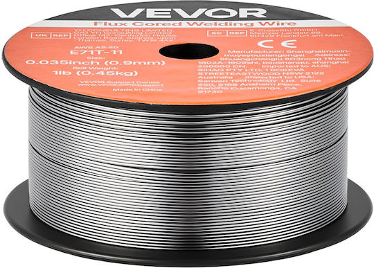 Сваръчно Жило Mig Vevor Flux Core E71t-11 0,9мм 0,45кг Сваръчно Жило От Мек Неръждаем Провод Без Газ Ниска Емисия Дъгова Сварка За Всички Позиции Самозащитно Външна Употреба Опаковка 3 Рола