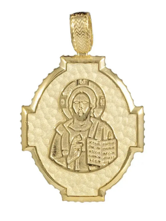 Charm Talisman Constantine with Stones from Gold 9K with Zircon