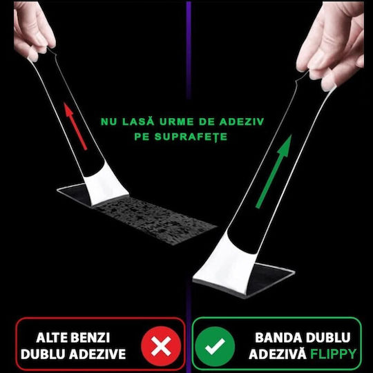 Bandă Dublă Adezivă Alista Home Transparentă Impermeabilă Reutilizabilă Tehnologie Nano 20mm X 1mm X 2m Fără Reziduuri