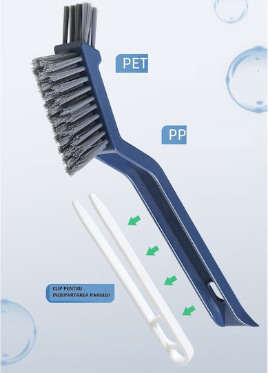 Perie Curățare Rosturi Pardoseală 3în1 Alista Home Lungime Mâner 28 Cm Peri Din PP Oțel Plastic Clește Îndepărtare Scame Păr Inclus Albastru