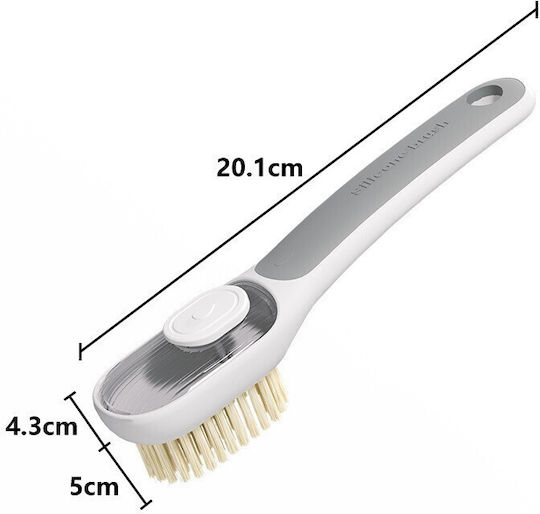 Perie Multifuncțională 2 În 1 Alista Home Perie Deasă Perie Din Piele De Căprioară Recipient Pentru Lichid Mâner Lung 20,1 X 4,3 X 5 Cm Gri