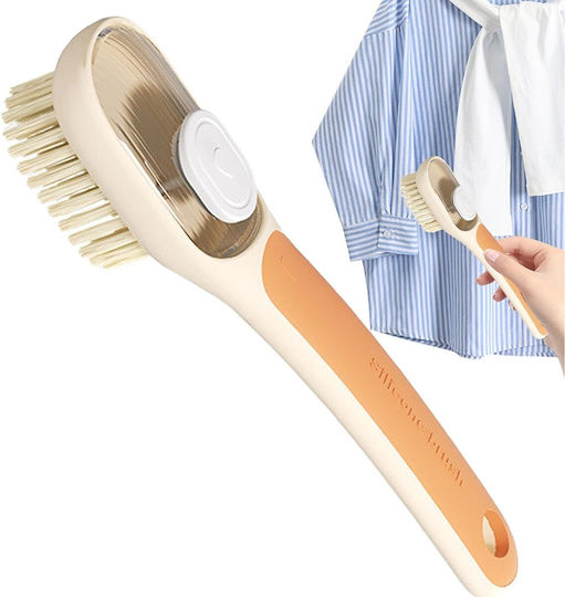 Perie Multifuncțională 2 În 1 Alista Home Perie Deasă Perie Din Piele De Căprioară Recipient Pentru Lichid Mâner Lung 20,1 X 4,3 X 5 Cm Portocaliu