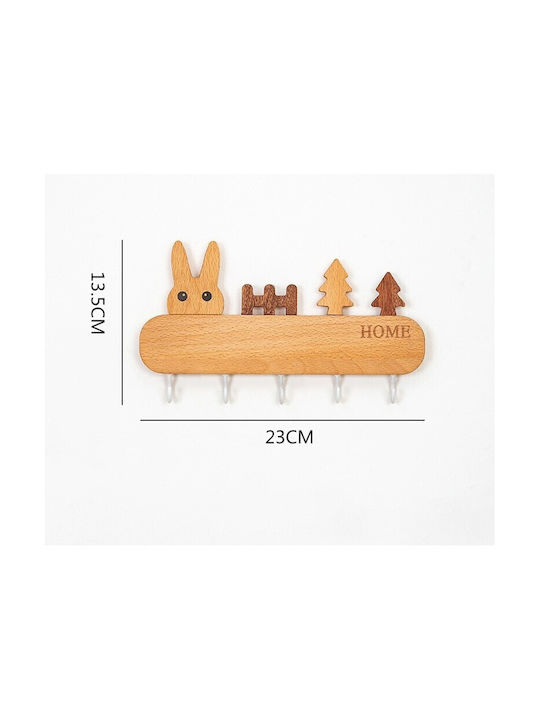 Alista Home Agățătoare Chei De Perete Din Lemn 5 Compartimente 13.5x22cm