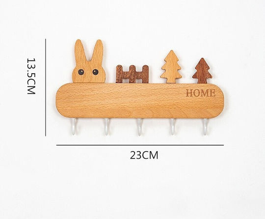 Alista Home Κλειδοθήκη Τοίχου Ξύλινη 5 θέσεις 13.5x22cm