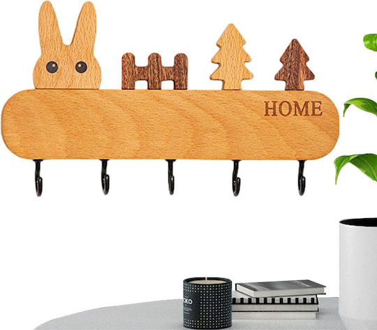 Alista Home Κλειδοθήκη Τοίχου Ξύλινη 5 θέσεις 13.5x22cm