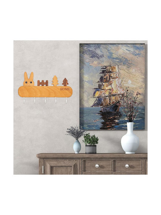 Alista Home Agățătoare Chei De Perete Din Lemn 5 Compartimente 13.5x22cm