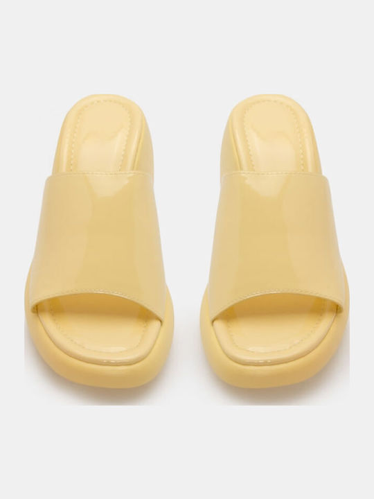 Women's Mules with High Heel in Yellow Color