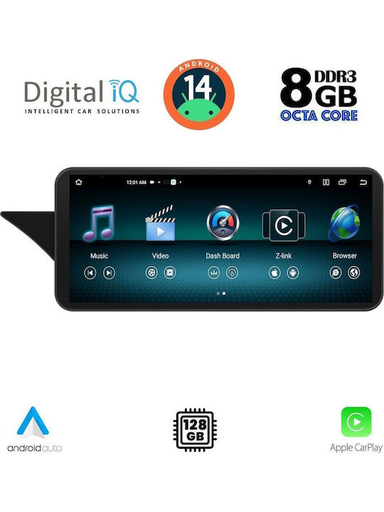 Digital IQ Auto-Audiosystem für Mercedes-Benz E Klasse 2009-2012 Bluetooth USB Eingebautes Wi-Fi GPS Apple CarPlay Android Auto mit Touchscreen 12.3 Zoll