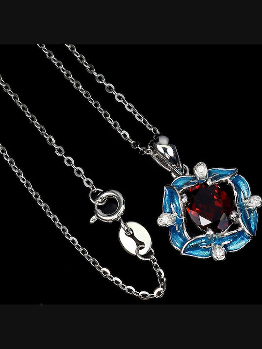 Enamel Necklace Zircon Natural Garnet Delicate Beautiful