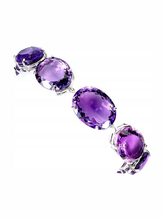 Elegant Bracelet Natural Impressive 130 Ct Amethysts Silver Certificate
