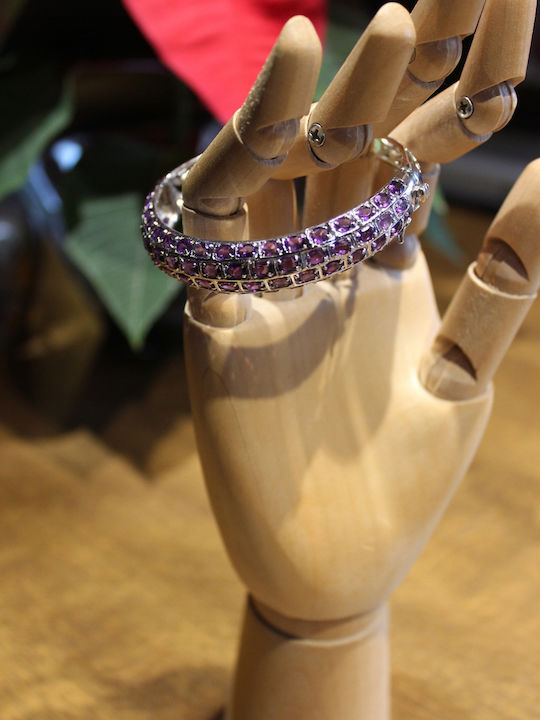 Silver Bracelet Natural Amethysts