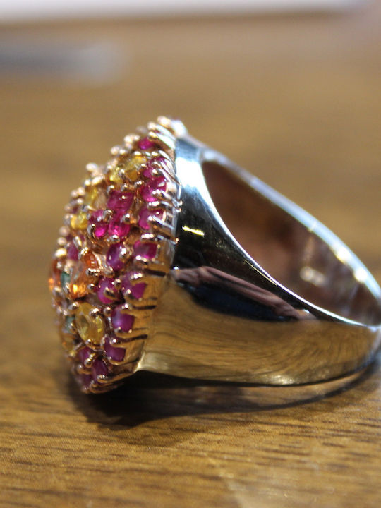 Natural Sapphire Ruby Emerald Ring 16.5