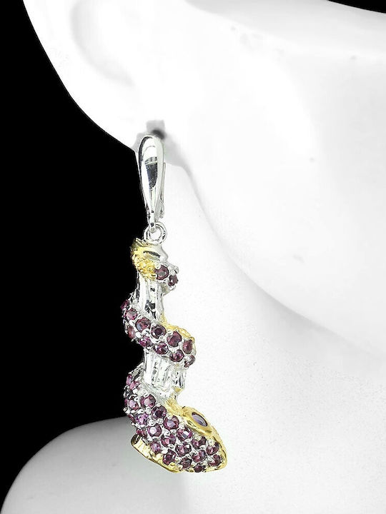 Beautiful Natural Garnet Amethyst Snake Earrings 2