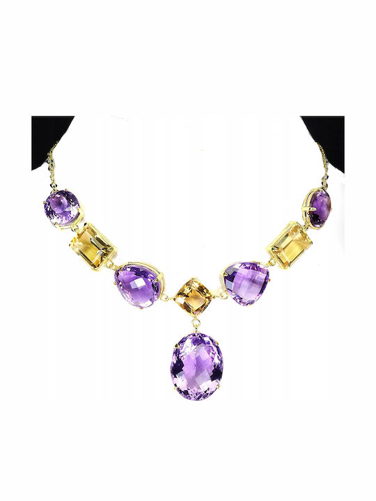 Silver Elegant Stunning Necklace Natural Large Amethysts Citrines Silver Elegant Stunning Necklace Natural Large Amethysts Citrines