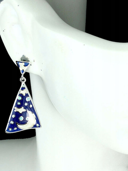 Beautiful 925 Silver Enamel Moon Earrings