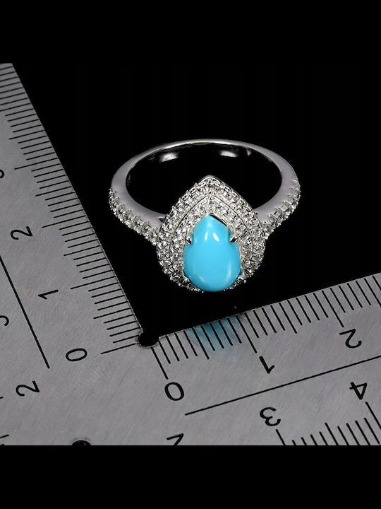 Silver Beautiful Elegant Ring Turquoise Zircon Size 14 925 Silver Beautiful Elegant Ring Turquoise Zircon Size 14 925