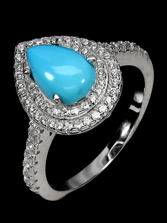 Silver Beautiful Elegant Ring Turquoise Zircon Size 14 925