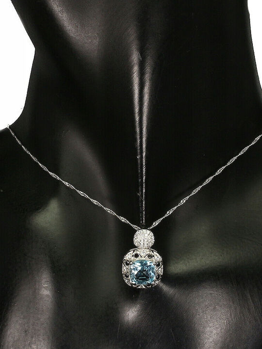 Silver Necklace Sky Blue Topaz Black Spinels 2