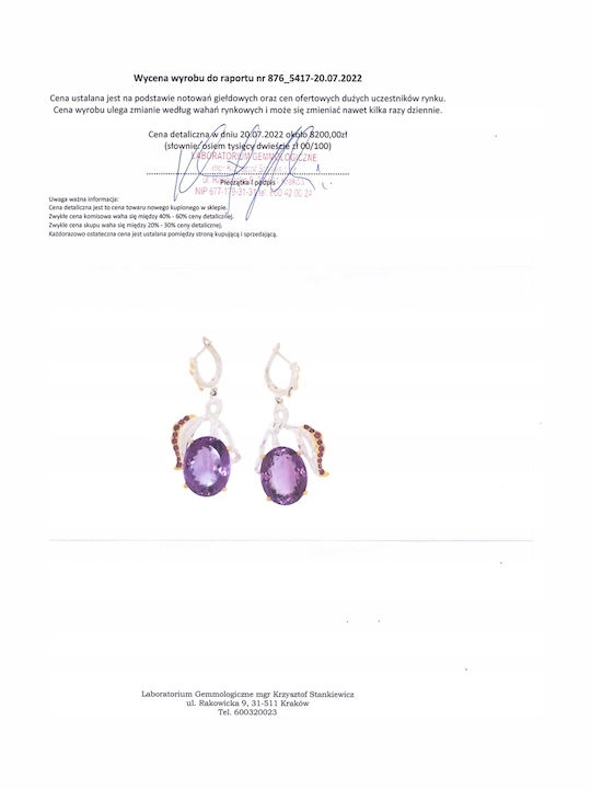 Rhodolite Amethyst Earrings 44ct Certificate