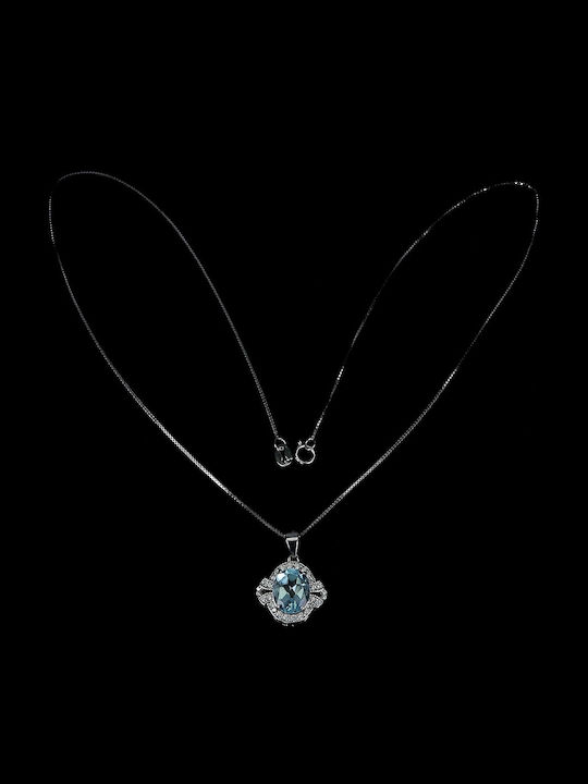 Frumos Delicat Natural Cer Albastru Topaz 925 Zircon Colier