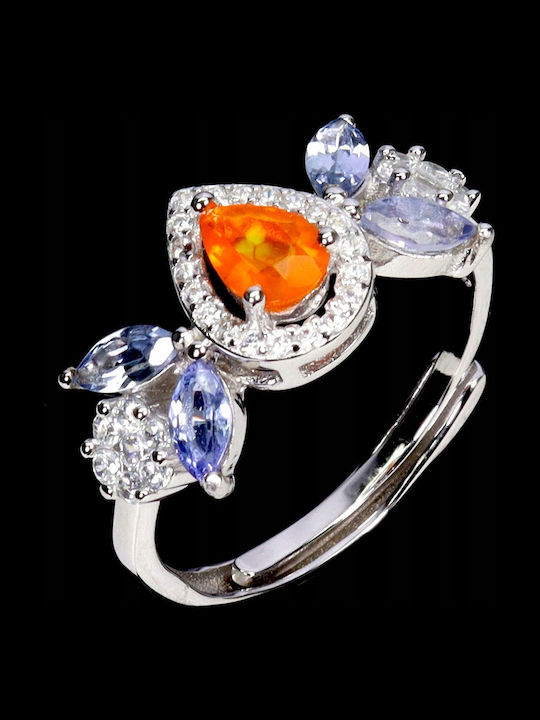 925 Silber Zarter Ring Orange Opal Tansanit Zirkon Größe 15