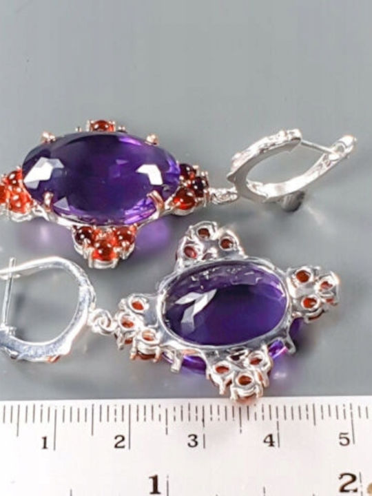 Cercei Cu Ametist Rhodolite 49ct Certificat
