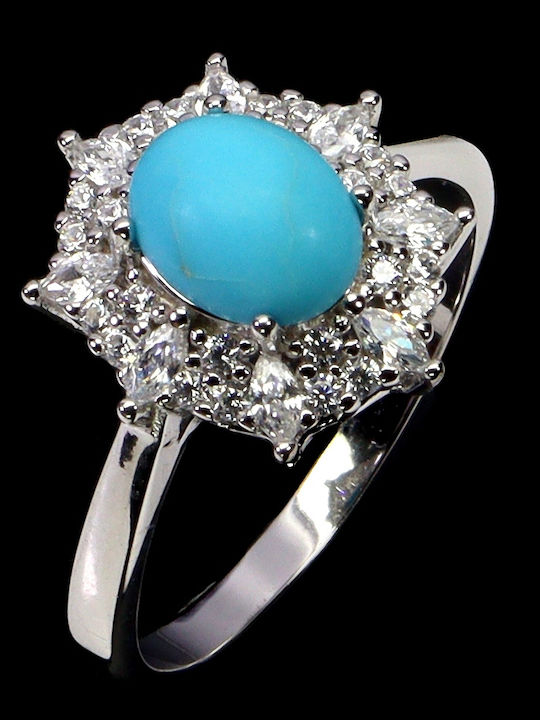 Silver Delicate Elegant Ring Turquoise Zircon Size 17 925 Silver Delicate Elegant Ring Turquoise Zircon Size 17 925