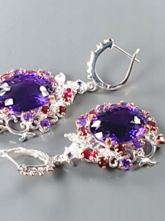 29ct Natural Amethyst Rhodolite Earrings Certificate