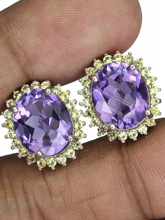 Songea 2 Natural Amethyst Sapphire Silver Earrings
