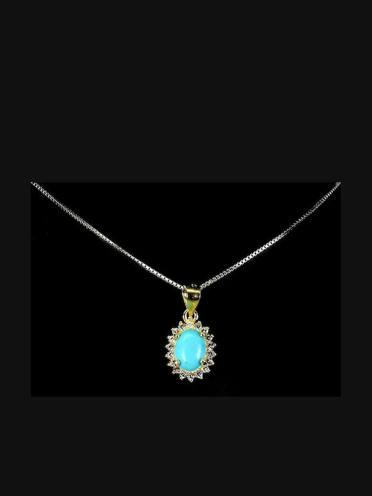 Delicate 925 Silver Turquoise Necklace Beautiful Delicate 925 Silver Turquoise Necklace Beautiful