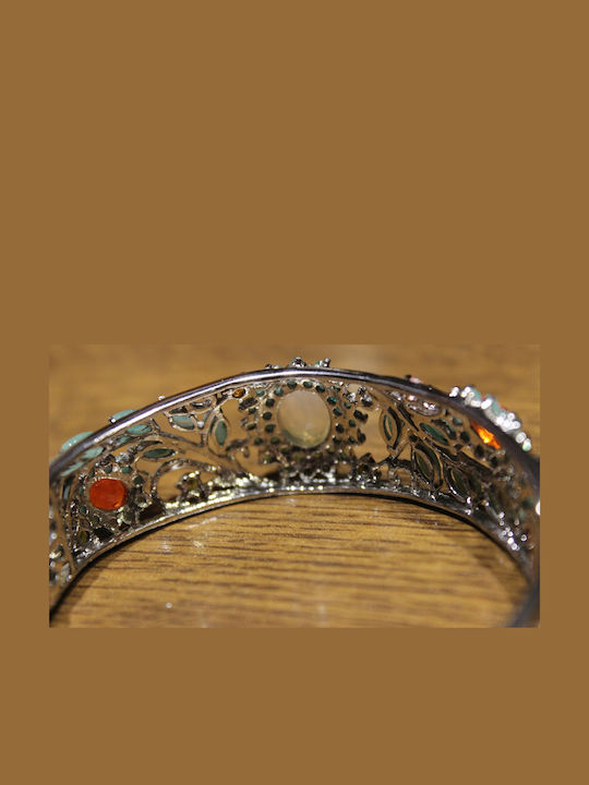 Silver Stunning Bracelet Opals Emeralds Natural Tourmalines