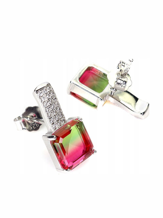 Delicate 925 Silver Earrings Synthetic Tourmalines Zirconia 3