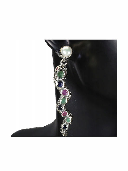 Pearl Ruby Emerald Marcasite Snake Earrings 3