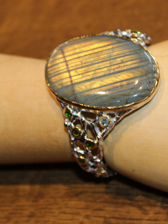 Songea Silberarmband Labradorit Aquamarine 925