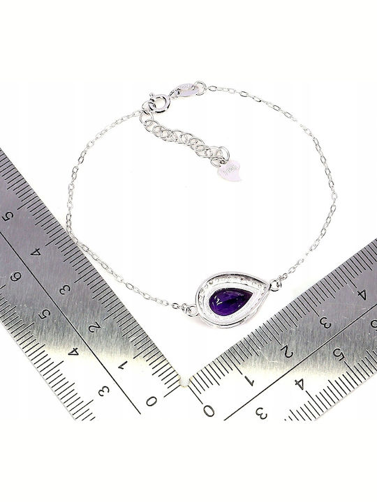 Delicate 925 Bracelet Natural Amethyst Zircon Elegant Stunning
