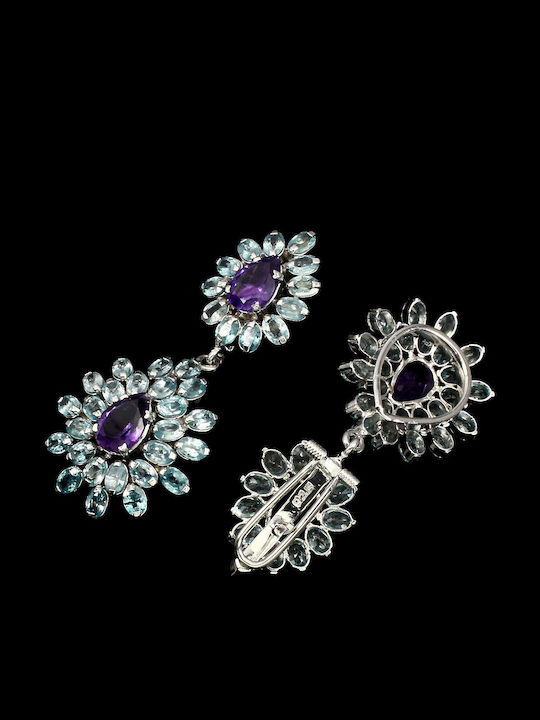 Natural Amethyst Zircon Earrings Certificate
